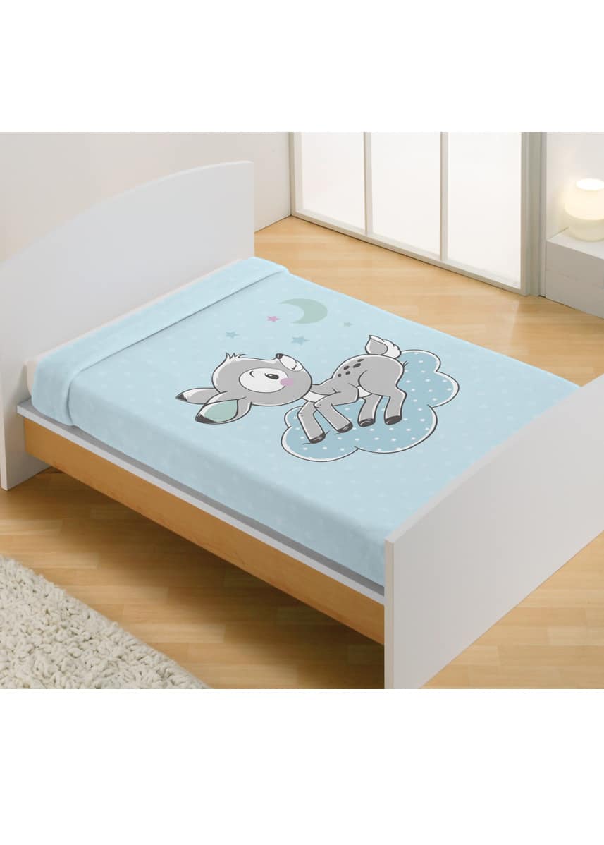 Coperta Lettino Neonato pile Coral celeste Manterol - immagine 2