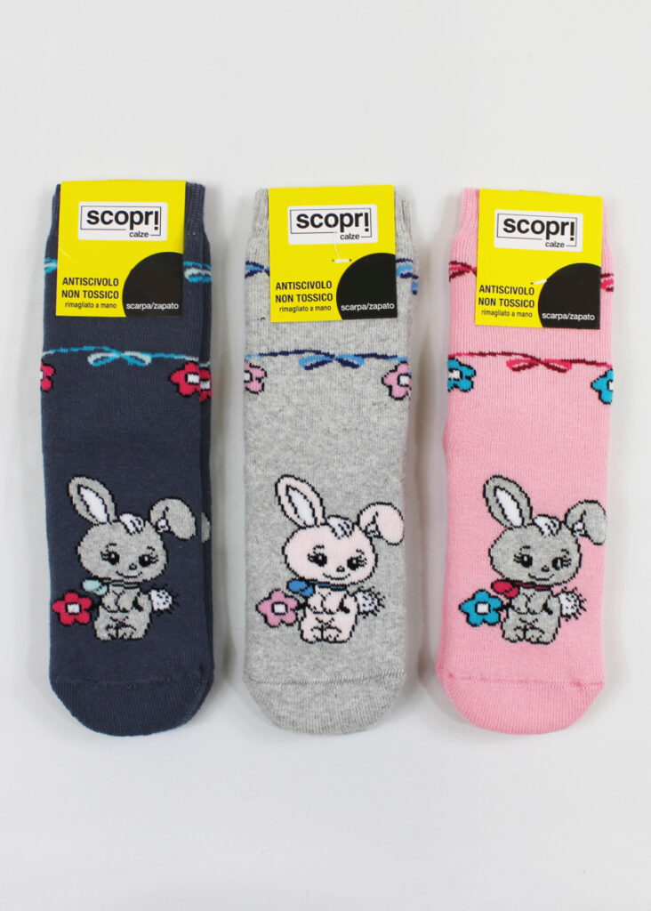 Calzini Antiscivolo Neonata | Scopri | Tris Spugna coniglietta