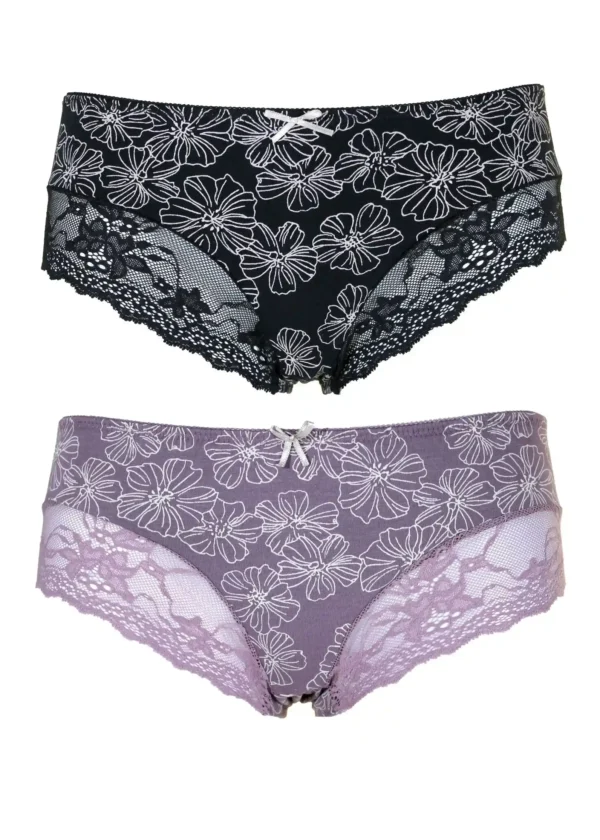 Slip Donna Midi Jadea con Merletto X2 Lavanda Nero 6156