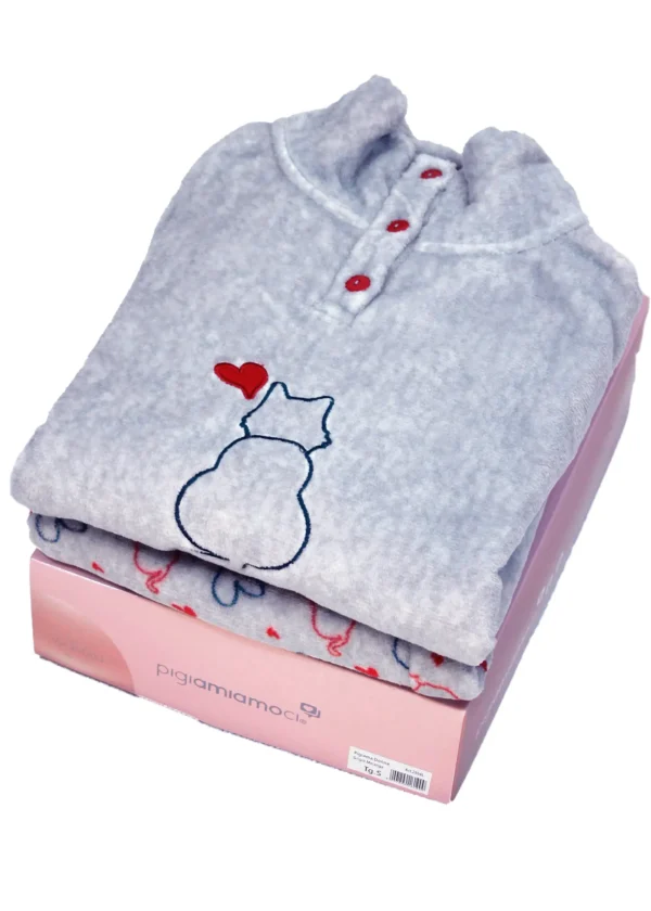 Pigiama Donna in Pile Coral Gattini Pigiamiamoci 964 - immagine 3