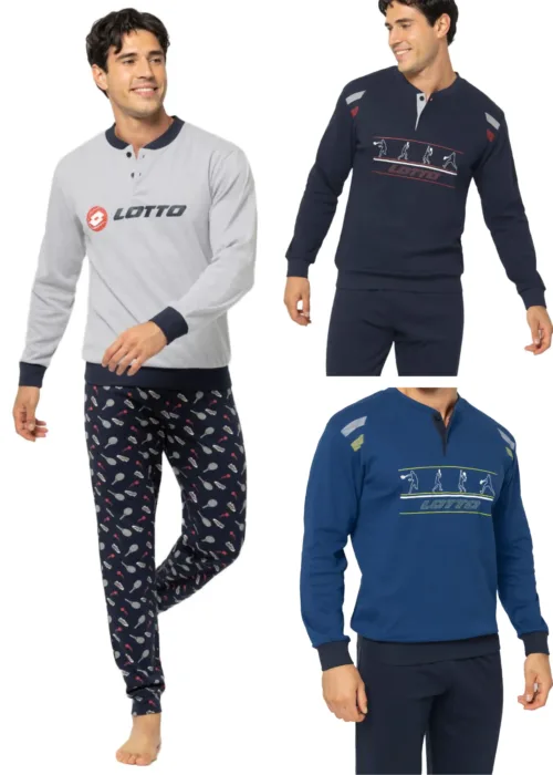 Pigiama Uomo Caldo Cotone Lotto Sport Tennis