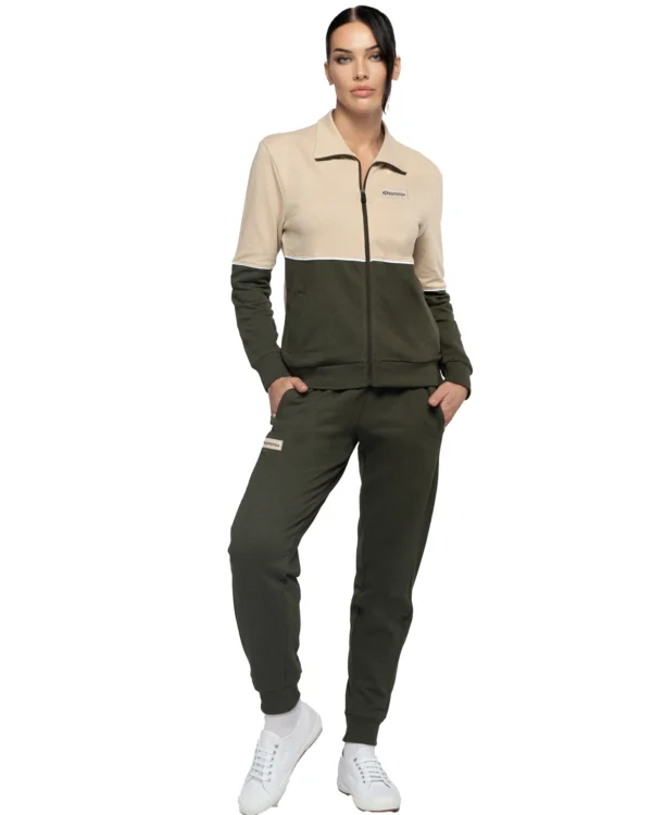 Tuta Felpata Donna Verde Sportiva full Zip Superga 350