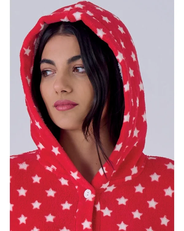 Vestaglia Donna pile Coral Fleece con Cappuccio - immagine 2