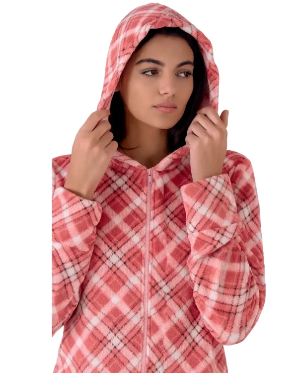 Vestaglia Donna Pile Coral con Cappuccio Pigiamiamoci - immagine 4