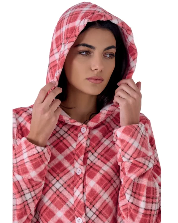 Vestaglia Donna Pile Coral con Cappuccio Pigiamiamoci - immagine 6