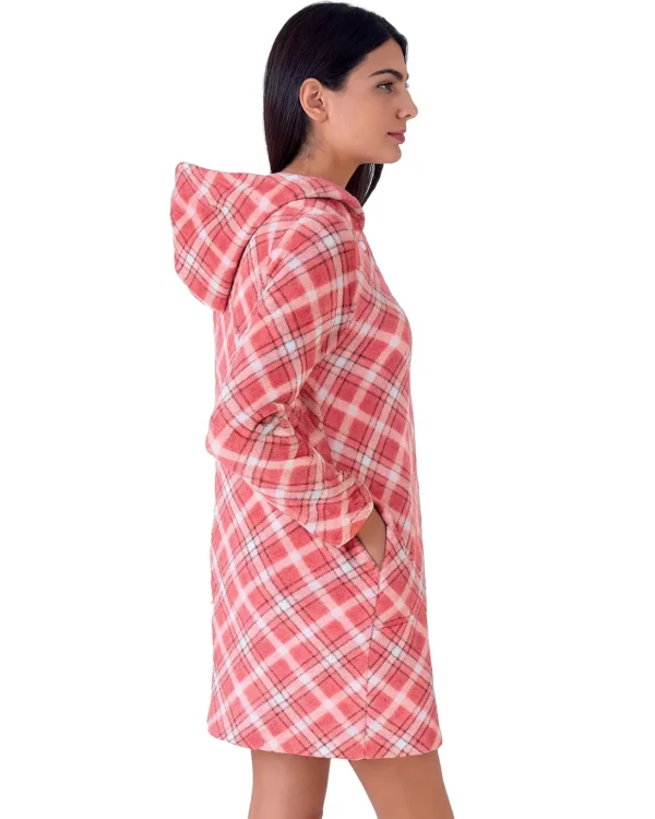 Vestaglia Donna Pile Coral con Cappuccio Pigiamiamoci - immagine 3