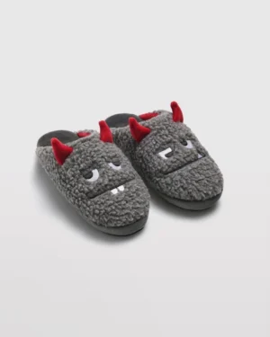 Pantofole Aperte da Bambino Grigio/Rosso Diavoletto