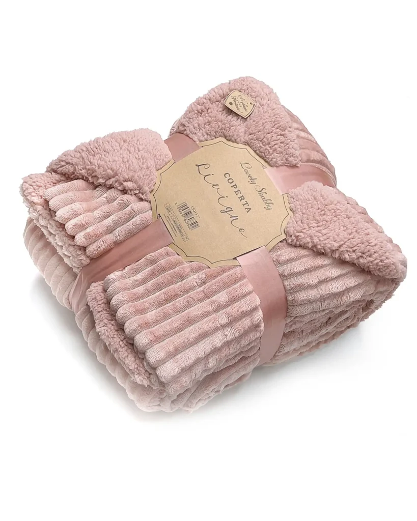 Plaid Agnellato Livigno 130×160 Avorio Sabbia Grigio Rosa