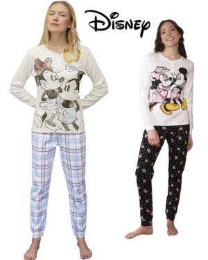 Pigiama Donna Personaggi in Caldo Cotone Minnie Mickey
