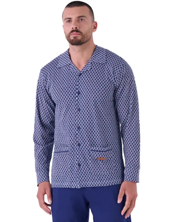 Pigiama Uomo Aperto Giacca Cotone leggero | Pigiamiamoci 3077 - immagine 2