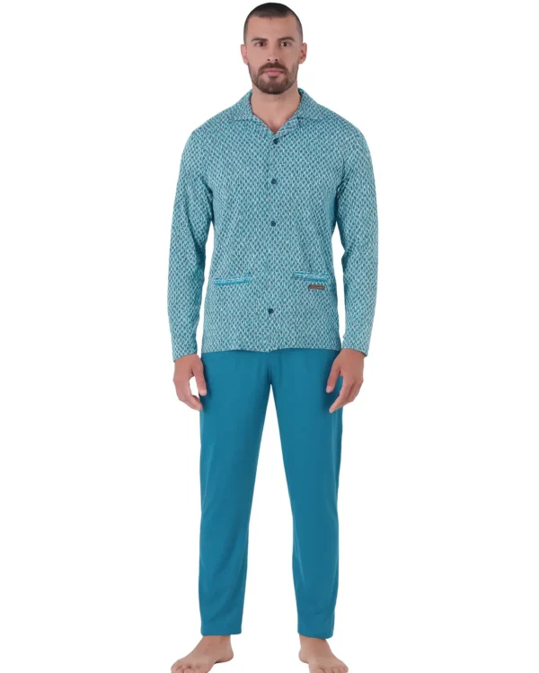 Pigiama Uomo Aperto Giacca Cotone leggero | Pigiamiamoci 3077 - immagine 3