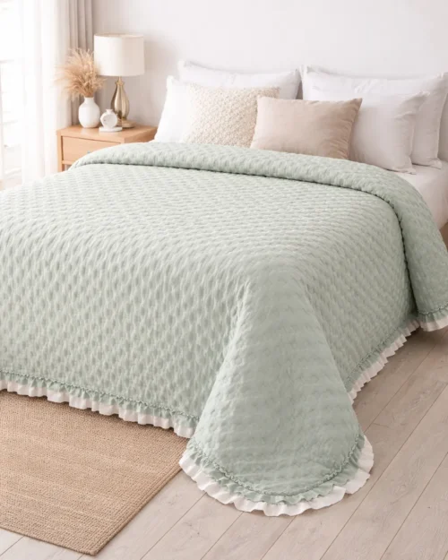 Trapuntino Matrimoniale 2p Primaverile Verde | Lovely Shabby