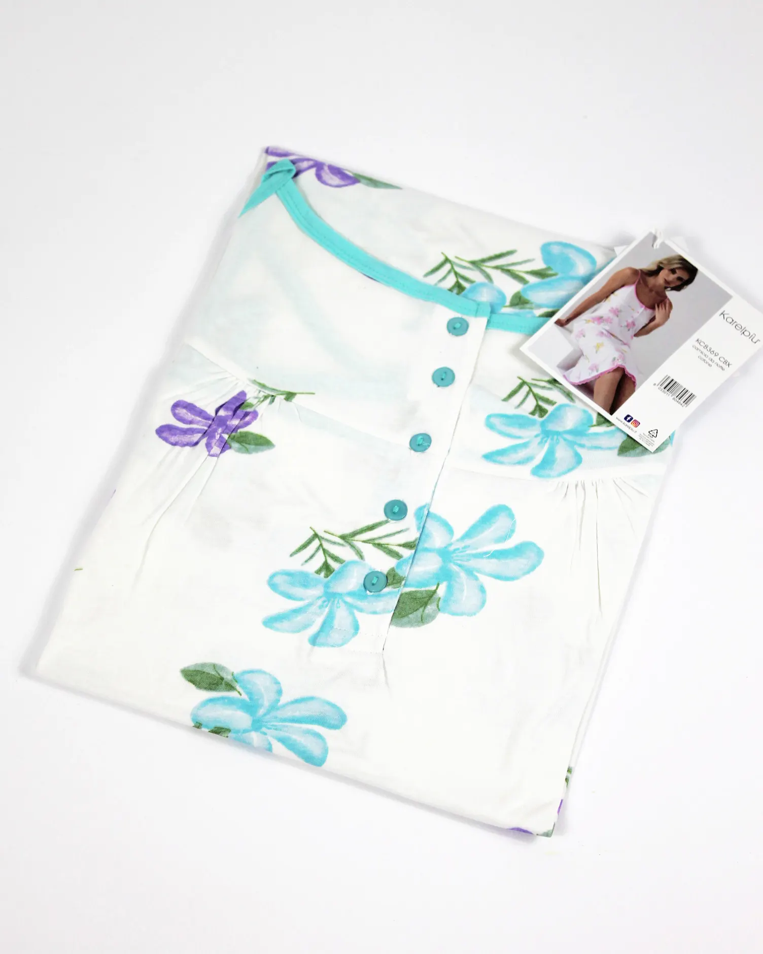 Camicia Notte Bretelline Calibrata taglio seno | Karel 100% cotone - immagine 2