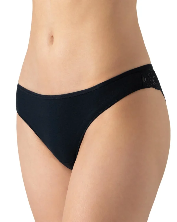 Slip Brasiliana con Pizzo e Cotone Nero | Cotonella - immagine 3