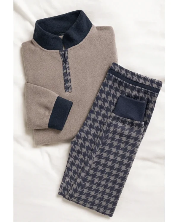 Pigiama Uomo Pile Invernale Beige | Pigiamiamoci 3310 - immagine 3