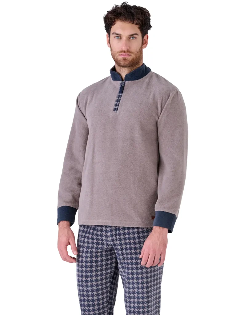 Pigiama Uomo Pile Invernale Beige | Pigiamiamoci 3310