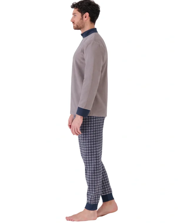 Pigiama Uomo Pile Invernale Beige | Pigiamiamoci 3310 - immagine 2