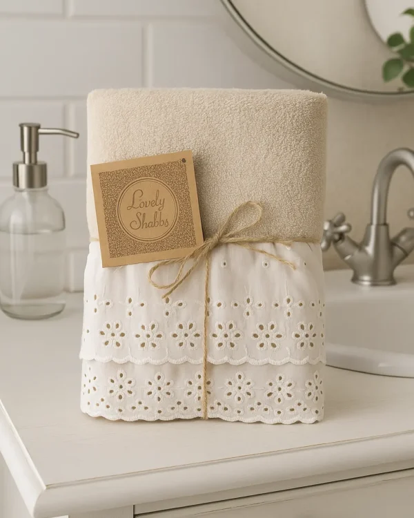 Set Asciugamani Bagno 1+1 Lovely Shabby – Spugna di Cotone - immagine 2