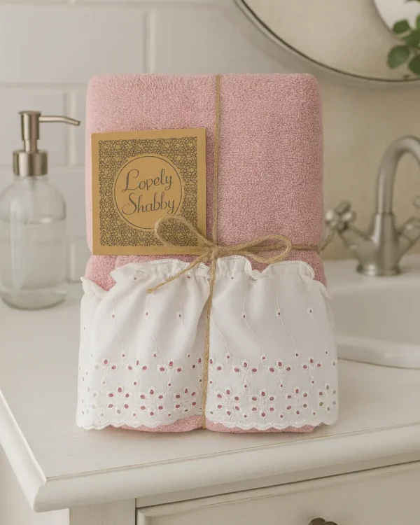Set Asciugamani Bagno 1+1 Lovely Shabby – Spugna di Cotone - immagine 4