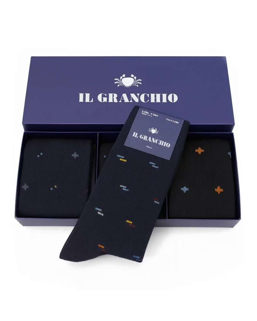 Calze uomo lunghe IlGranchio in cotone caldo | 3 paia fantasia