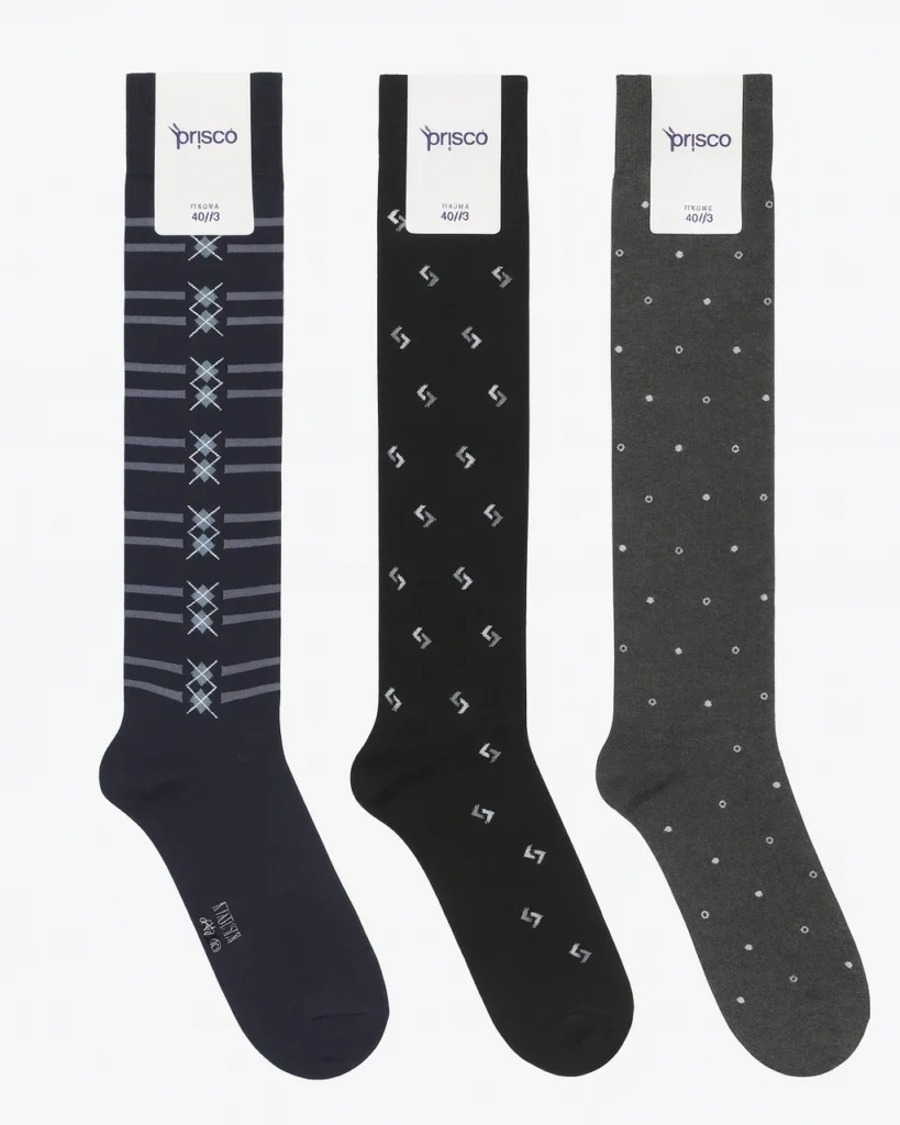 Calze lunghe uomo Prisco caldo cotone | 3 paia fantasia