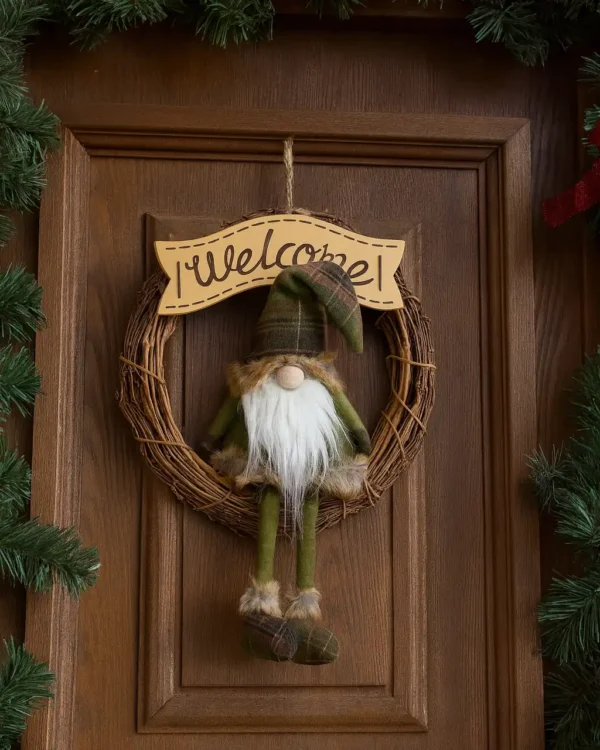 Ghirlanda Natalizia “Welcome” con Gnomo – Lovely Shabby - immagine 2