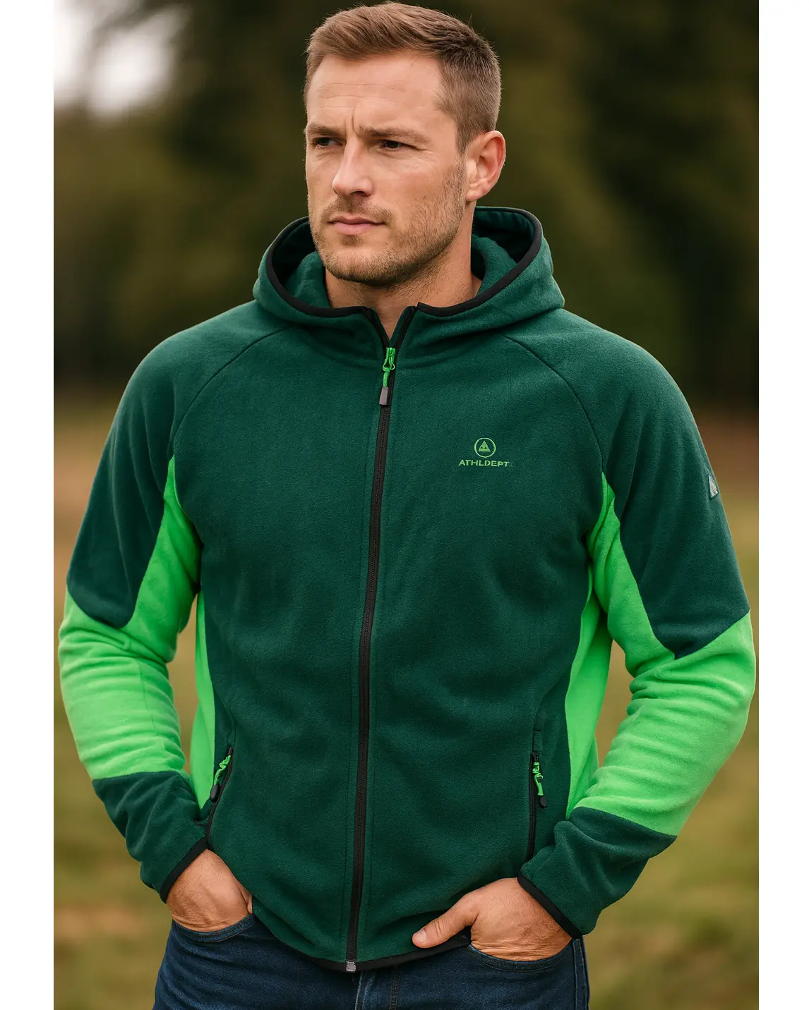 Giacchetto in Micropile Uomo con cappuccio e tasche - Athl Dpt. - immagine 2
