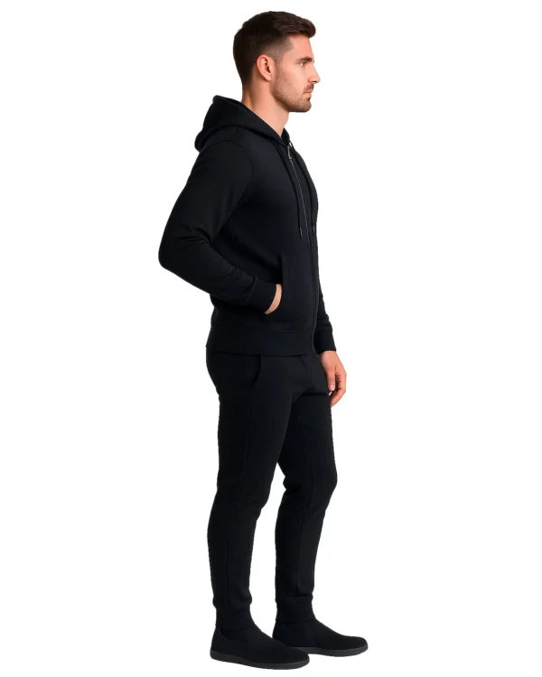 Tuta Uomo con Cappuccio in Cotone Garzato | Made in Italy - immagine 2