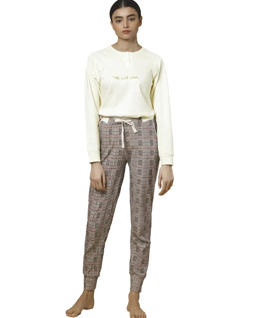 Pigiama Donna Caldo Cotone Panna Pigiamiamoci 2217