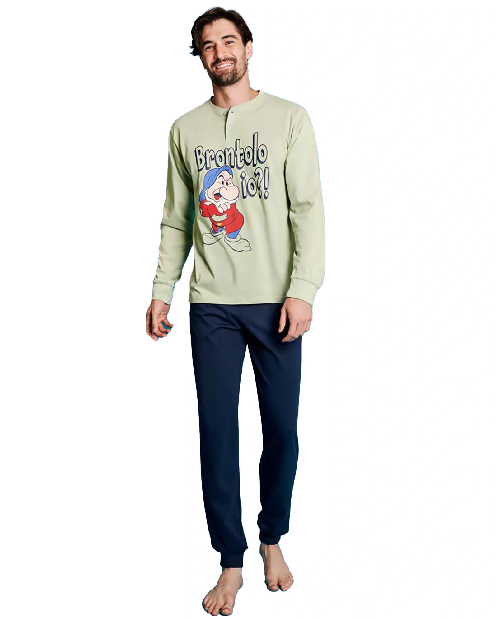 uomo con pigiama lungo brontolo disney cotone