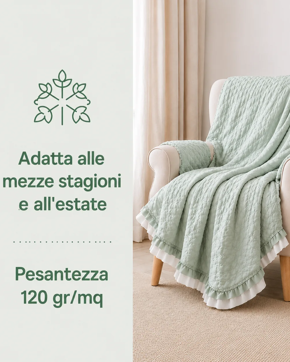 Trapuntino Matrimoniale 2p Primaverile Verde | Lovely Shabby - immagine 4